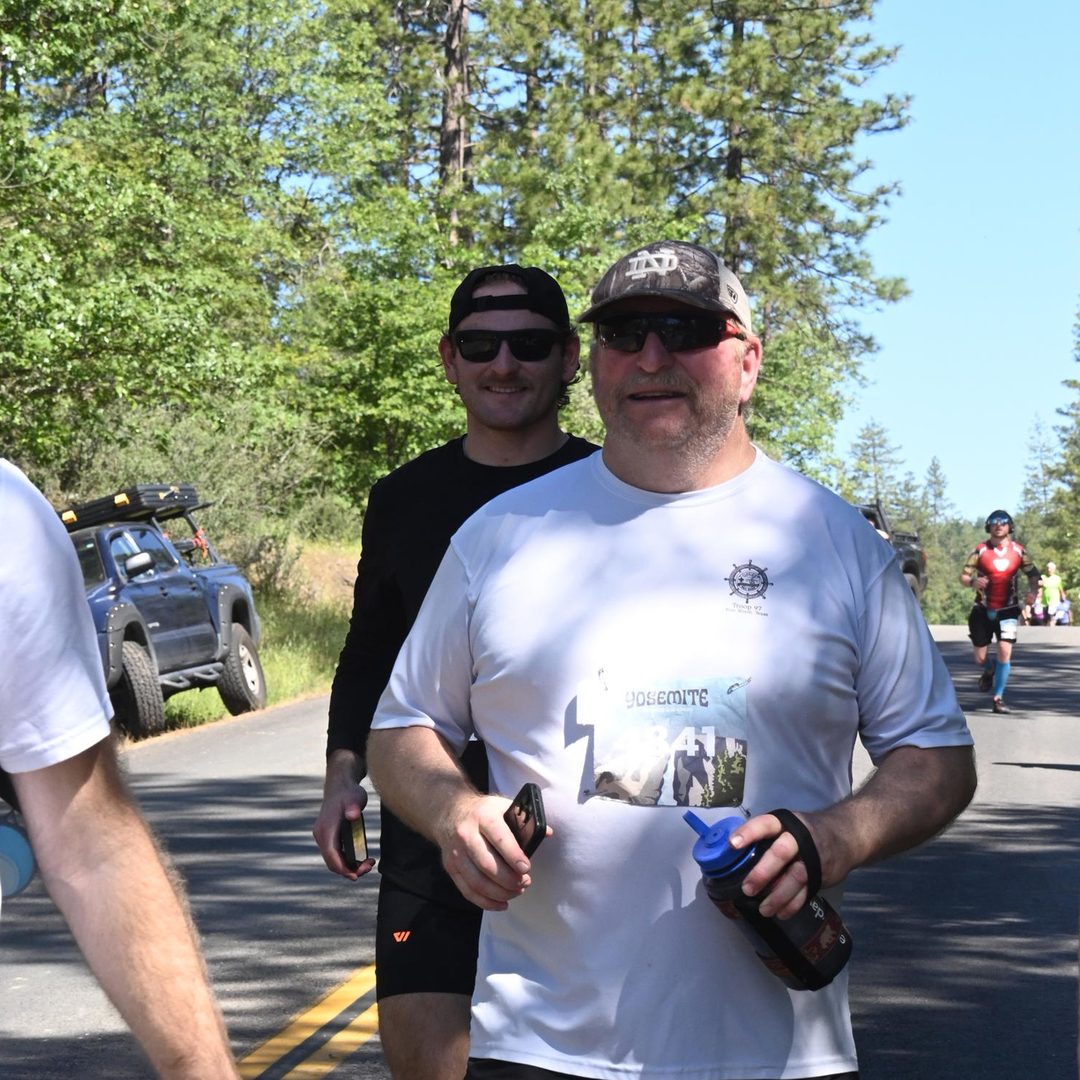 Vince and his father at a half marathon.